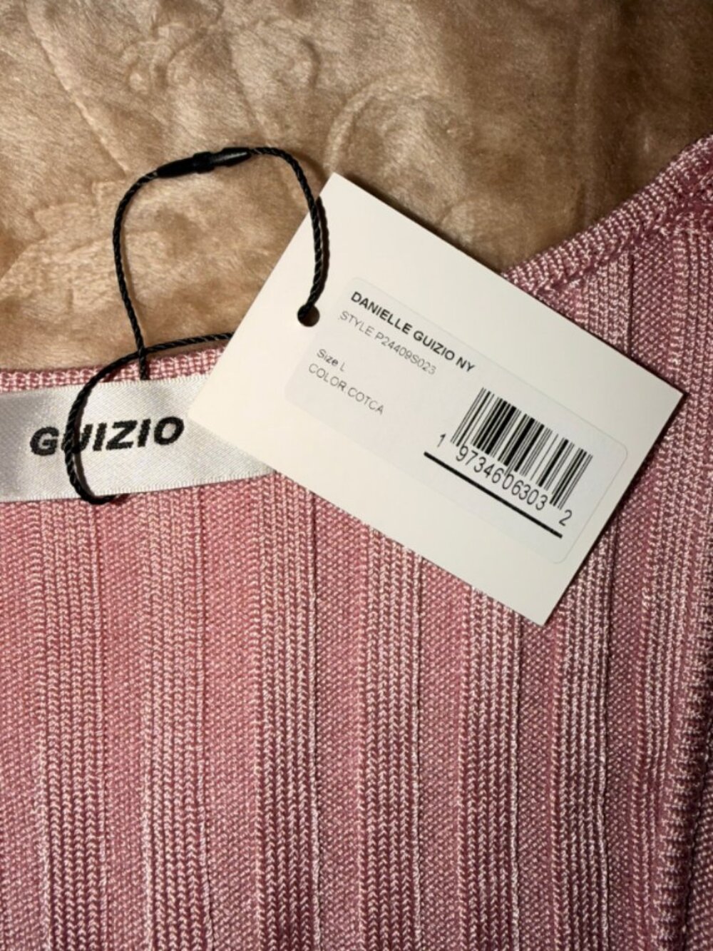 GUIZIO - Slinky Rib Mini Dress, Size L - Picture 6 of 9